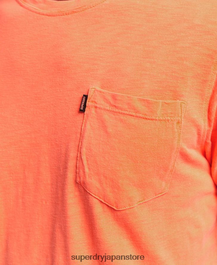 オーガニックコットン クルーネック スラブポケット Tシャツ 男性 Superdry 衣類 オレンジ 2J62PZ4918