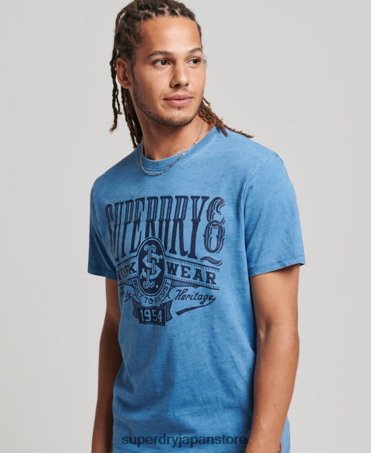 ヴィンテージウォールサインTシャツ 男性 Superdry 衣類 ライトブルー 2J62PZ4921