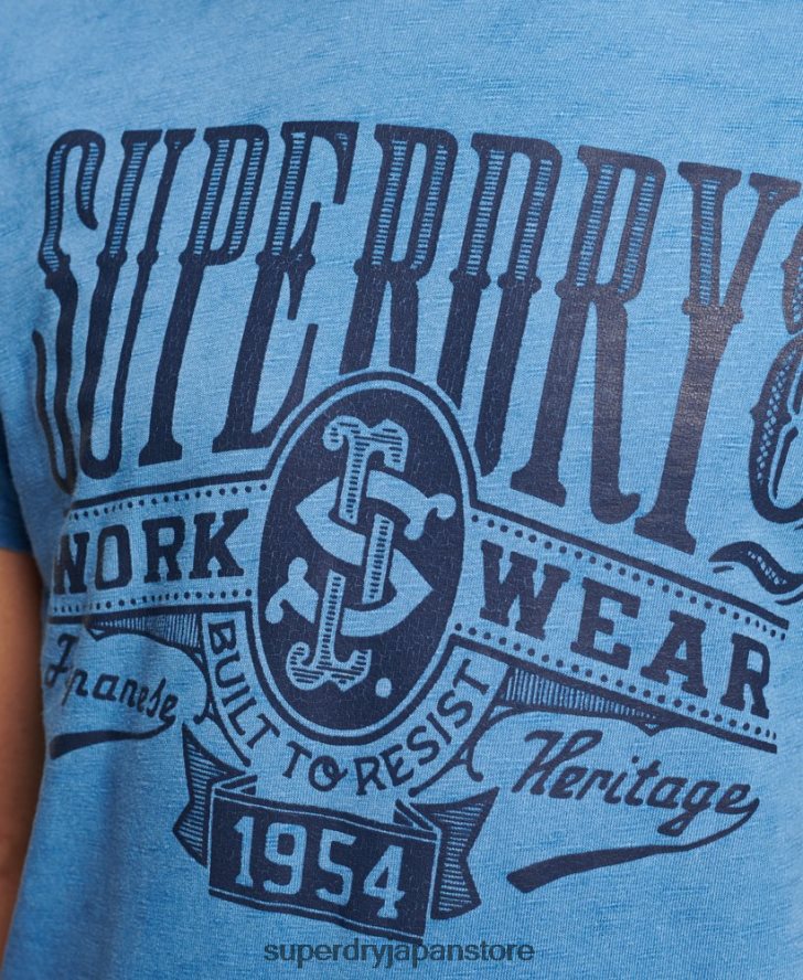 ヴィンテージウォールサインTシャツ 男性 Superdry 衣類 ライトブルー 2J62PZ4921
