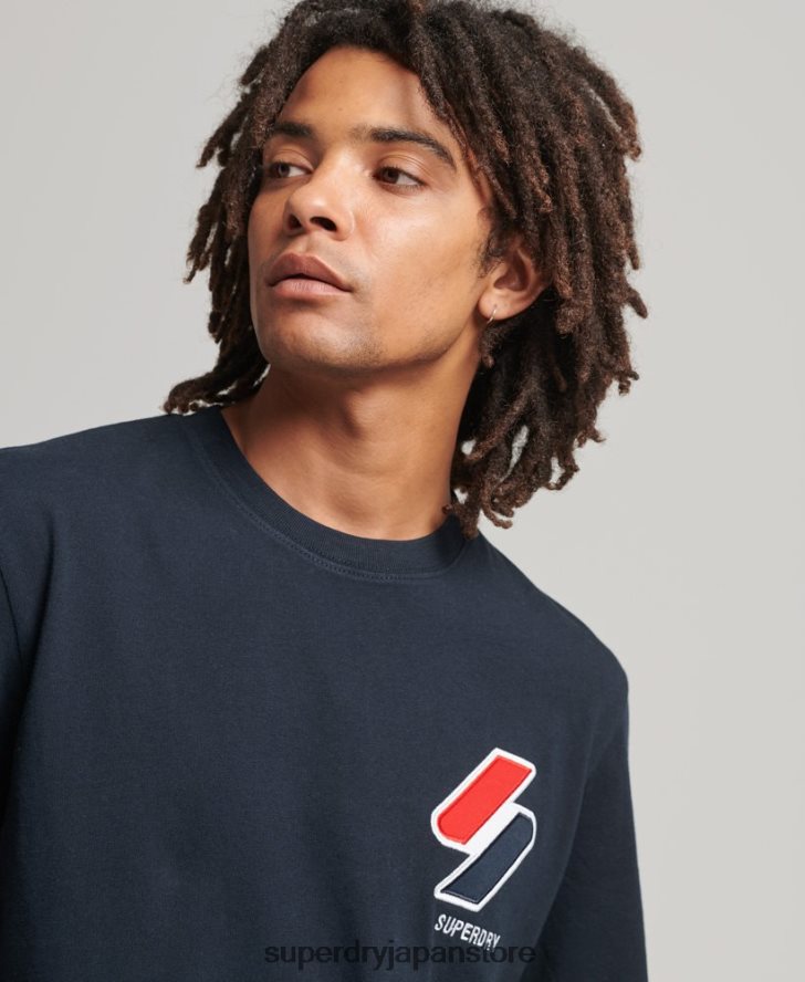 クラシックアップリケTシャツ 男性 Superdry 衣類 海軍 2J62PZ4926