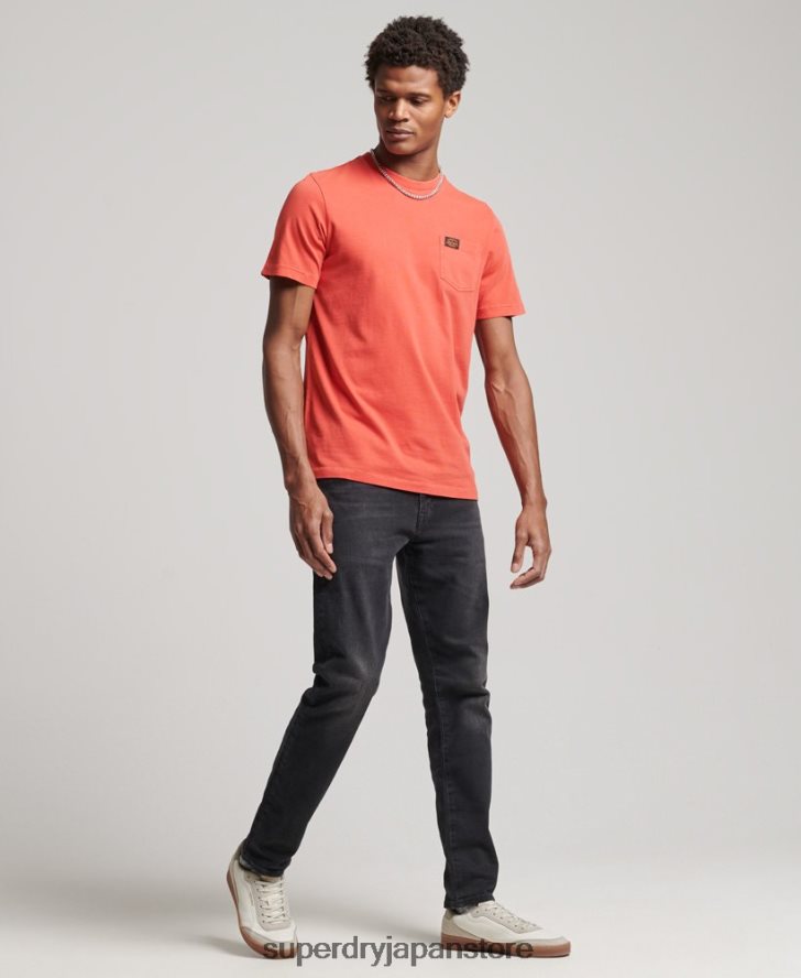 オーガニックコットン ワークウェア ポケット Tシャツ 男性 Superdry 衣類 オレンジ 2J62PZ4930