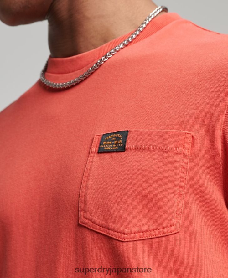 オーガニックコットン ワークウェア ポケット Tシャツ 男性 Superdry 衣類 オレンジ 2J62PZ4930