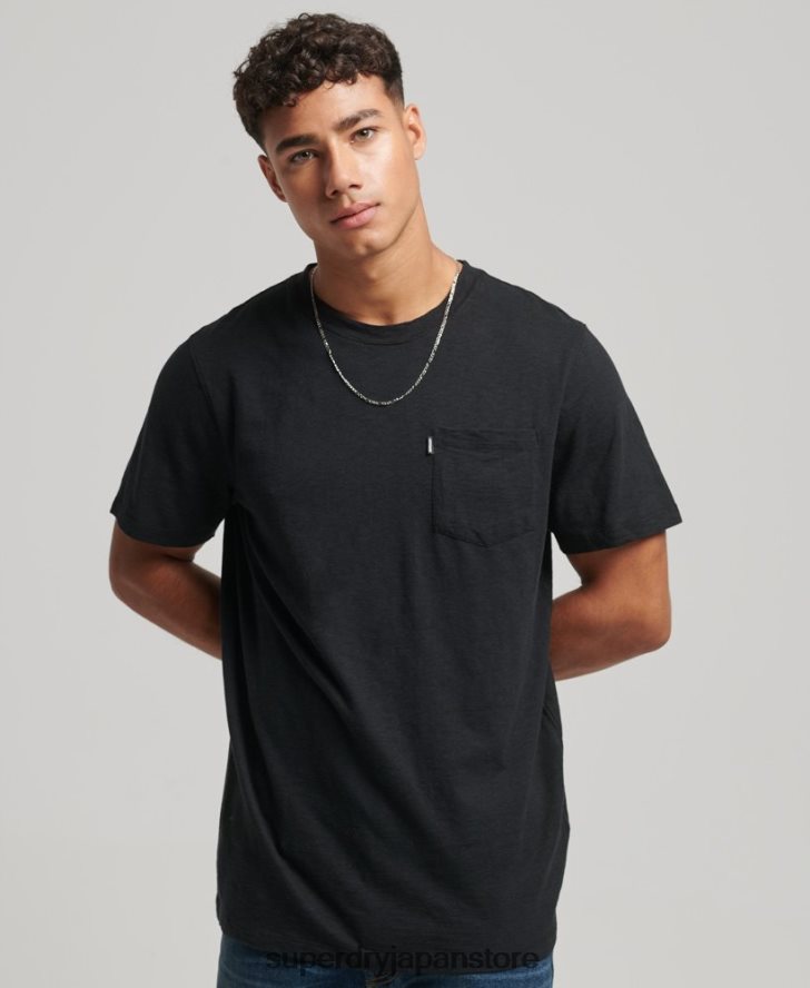 オーガニックコットン ポケットTシャツ 男性 Superdry 衣類 黒 2J62PZ4931