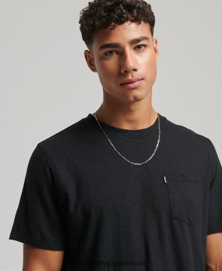 オーガニックコットン ポケットTシャツ 男性 Superdry 衣類 黒 2J62PZ4931