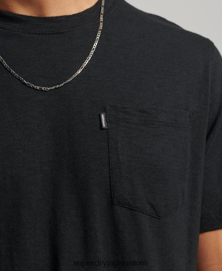 オーガニックコットン ポケットTシャツ 男性 Superdry 衣類 黒 2J62PZ4931