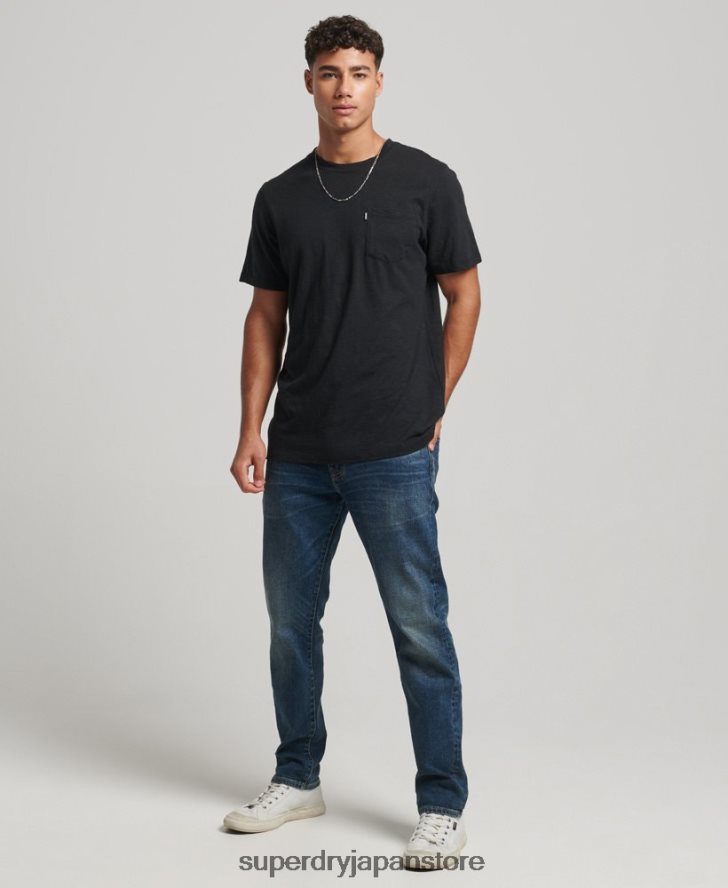 オーガニックコットン ポケットTシャツ 男性 Superdry 衣類 黒 2J62PZ4931