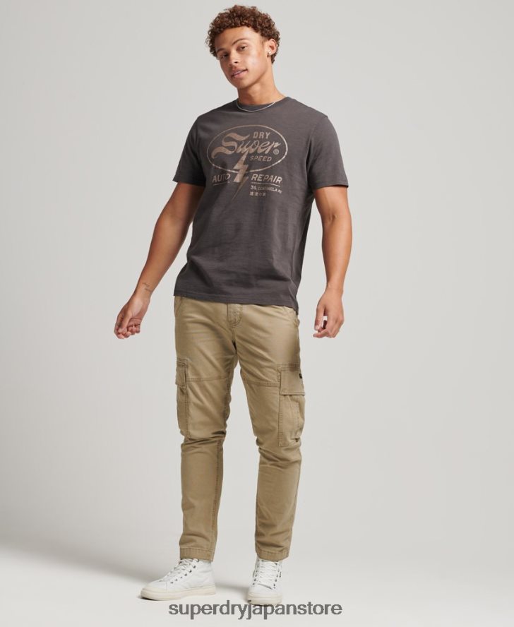 ブラックアウト ロック グラフィック T シャツ 男性 Superdry 衣類 濃い灰色 2J62PZ4932