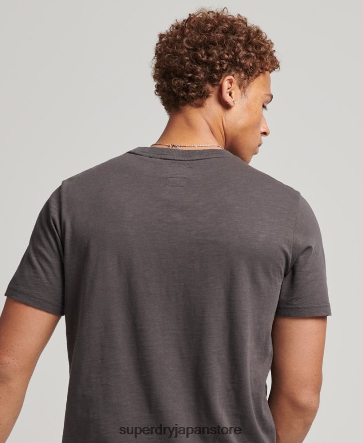 ブラックアウト ロック グラフィック T シャツ 男性 Superdry 衣類 濃い灰色 2J62PZ4932