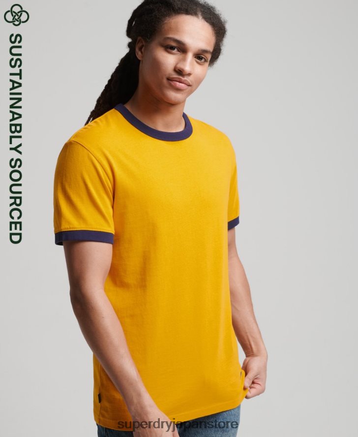 オーガニックコットン ヴィンテージ リラックス リンガー T シャツ 男性 Superdry 衣類 金 2J62PZ4933
