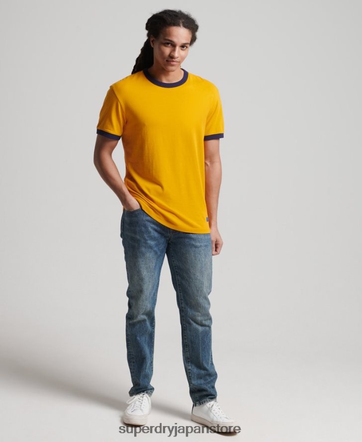 オーガニックコットン ヴィンテージ リラックス リンガー T シャツ 男性 Superdry 衣類 金 2J62PZ4933