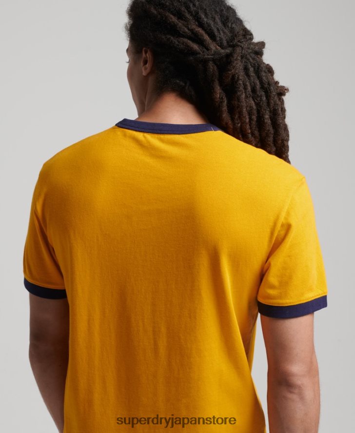 オーガニックコットン ヴィンテージ リラックス リンガー T シャツ 男性 Superdry 衣類 金 2J62PZ4933