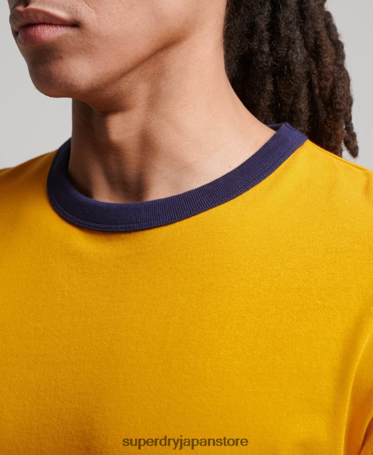 オーガニックコットン ヴィンテージ リラックス リンガー T シャツ 男性 Superdry 衣類 金 2J62PZ4933
