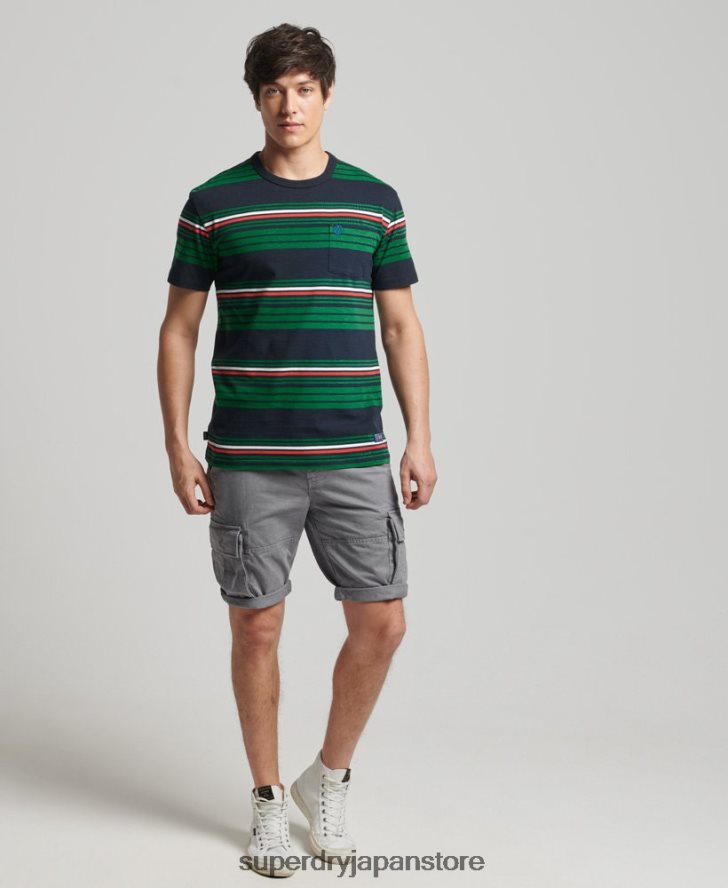 ヴィンテージストライプTシャツ 男性 Superdry 衣類 緑 2J62PZ4934