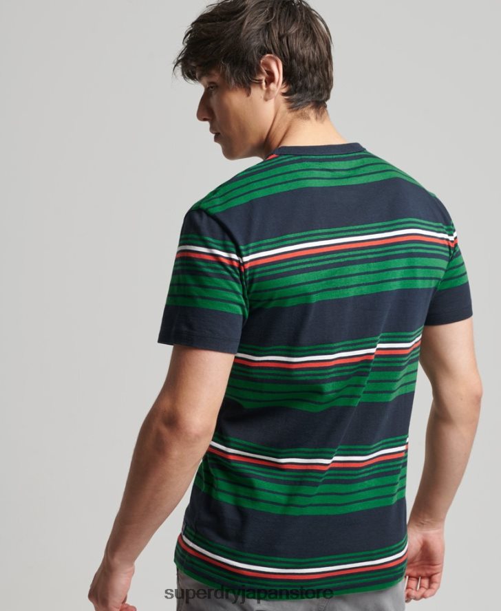 ヴィンテージストライプTシャツ 男性 Superdry 衣類 緑 2J62PZ4934