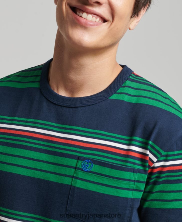 ヴィンテージストライプTシャツ 男性 Superdry 衣類 緑 2J62PZ4934