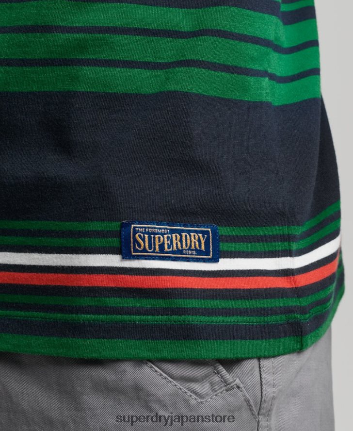ヴィンテージストライプTシャツ 男性 Superdry 衣類 緑 2J62PZ4934