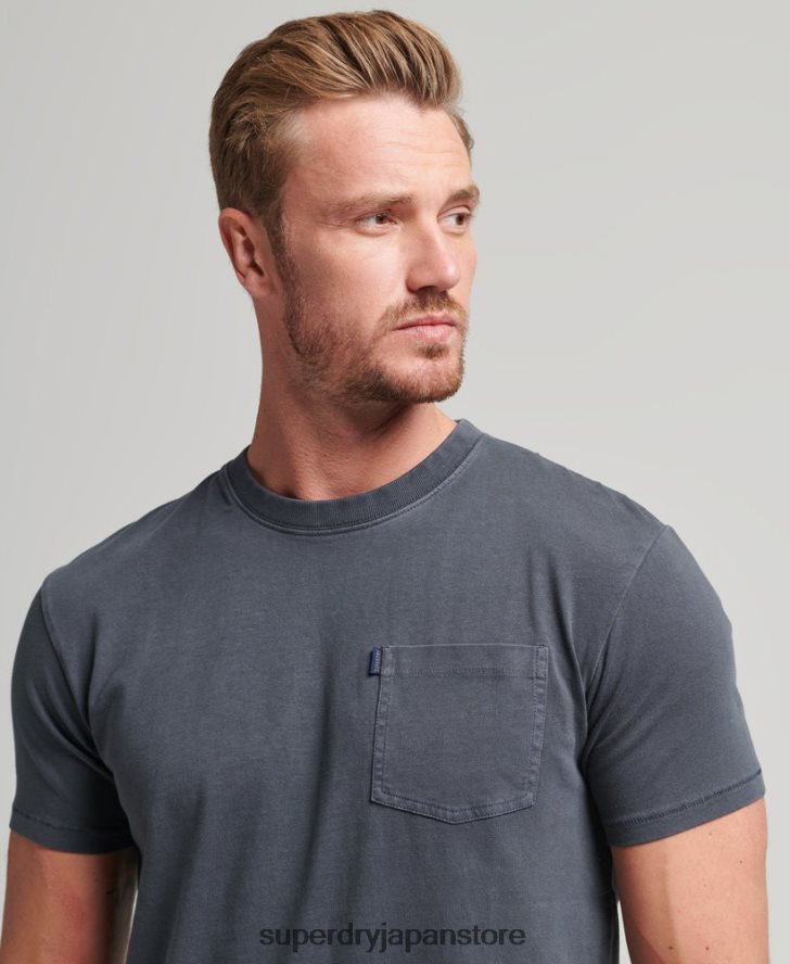 オーガニックコットン ポケットTシャツ 男性 Superdry 衣類 濃い灰色 2J62PZ4938