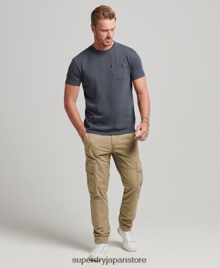 オーガニックコットン ポケットTシャツ 男性 Superdry 衣類 濃い灰色 2J62PZ4938