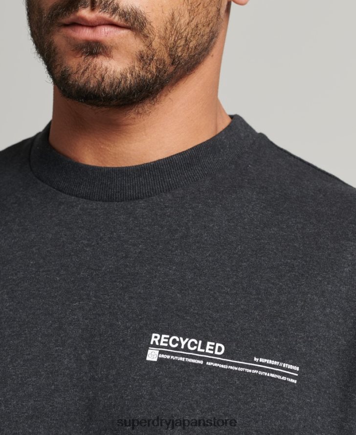 リサイクルマイクロトップTシャツ 男性 Superdry 衣類 黒 2J62PZ4942