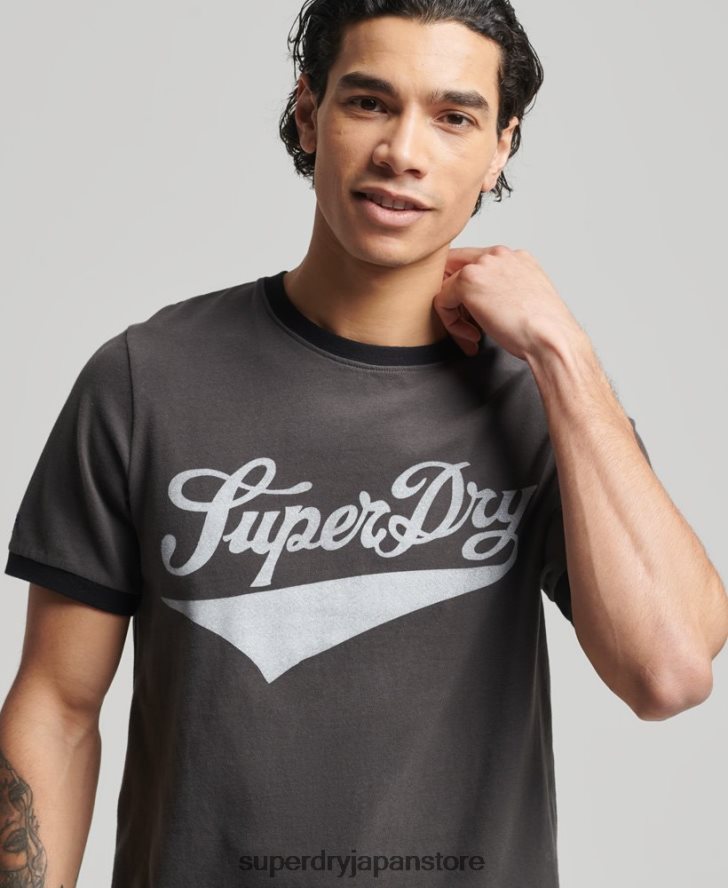 ヴィンテージ アメリカーナ リンガー T シャツ 男性 Superdry 衣類 濃い灰色 2J62PZ4945