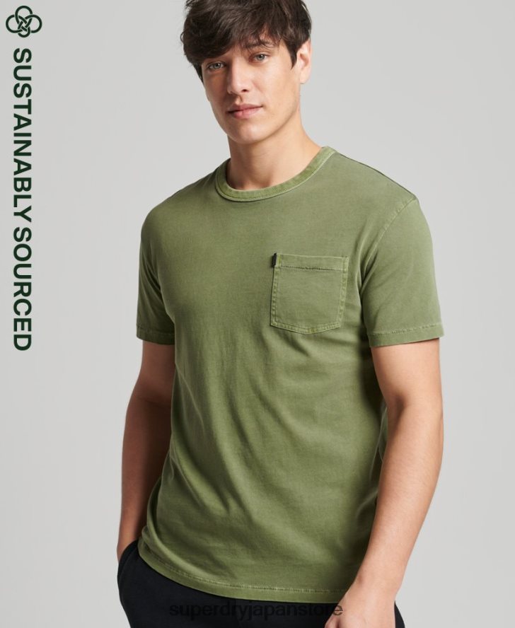 オーガニックコットン ヴィンテージ サーファー ランチェロ Tシャツ 男性 Superdry 衣類 カーキ 2J62PZ4946