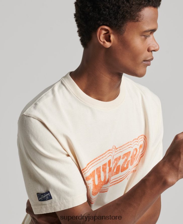 私の世代のヴィンテージ T シャツ 男性 Superdry 衣類 クリーム 2J62PZ4947