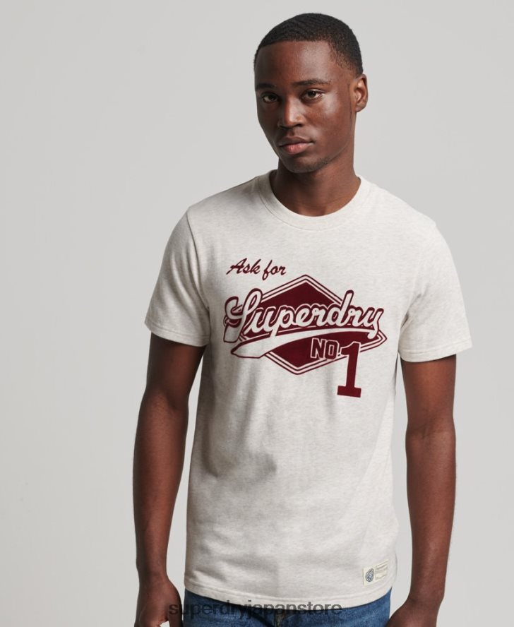 ヴィンテージスクリプトスタイルカレッジTシャツ 男性 Superdry 衣類 クリーム 2J62PZ4953