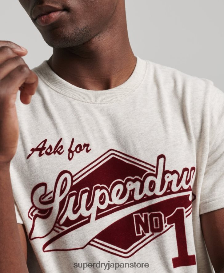 ヴィンテージスクリプトスタイルカレッジTシャツ 男性 Superdry 衣類 クリーム 2J62PZ4953