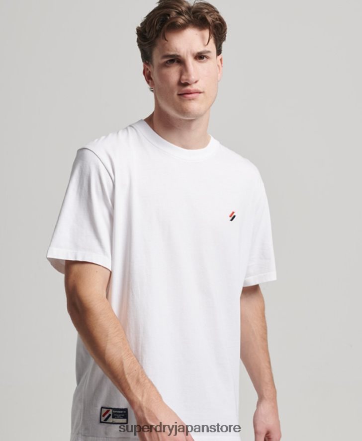 オーガニックコットン エッセンシャル ロゴ ルーズフィット T シャツ 男性 Superdry 衣類 白 2J62PZ4955