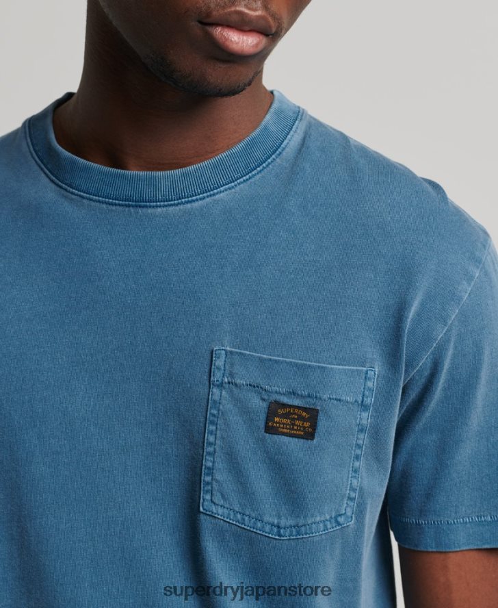 オーガニックコットン ヴィンテージ ワークウェア ポケット T シャツ 男性 Superdry 衣類 青 2J62PZ4956