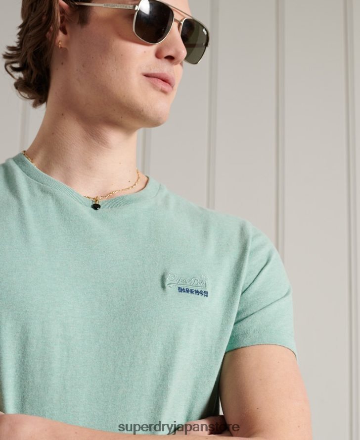 オーガニックコットン ヴィンテージ刺繍 Tシャツ 男性 Superdry 衣類 ターコイズ 2J62PZ4959
