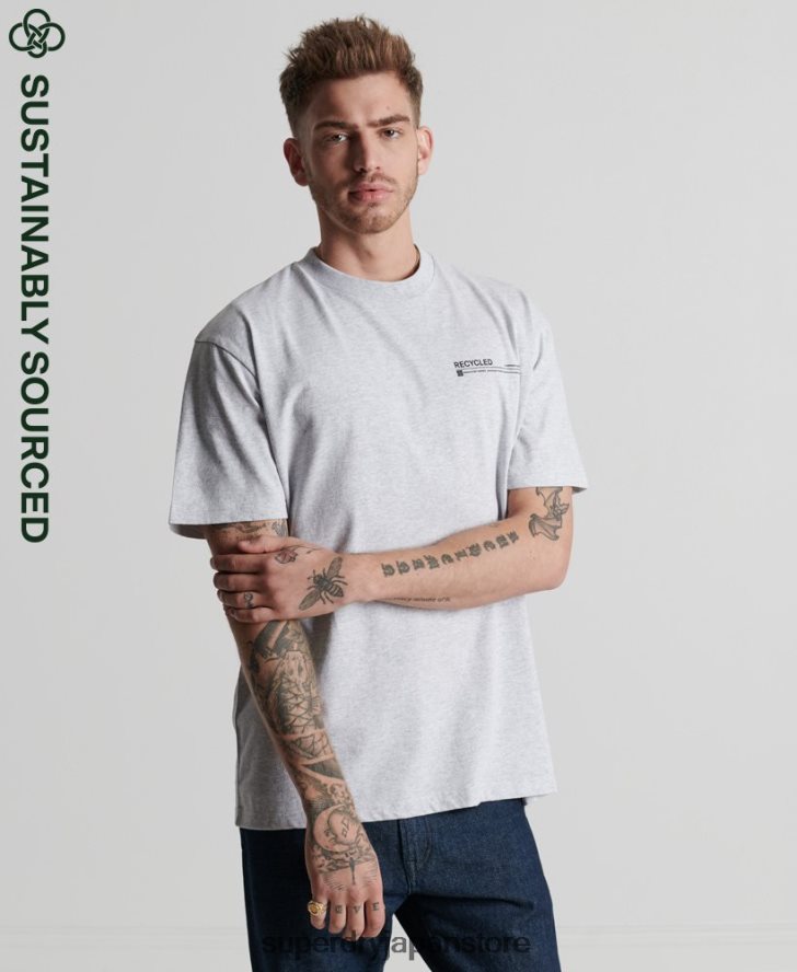 リサイクルマイクロトップTシャツ 男性 Superdry 衣類 ライトグレー 2J62PZ4960