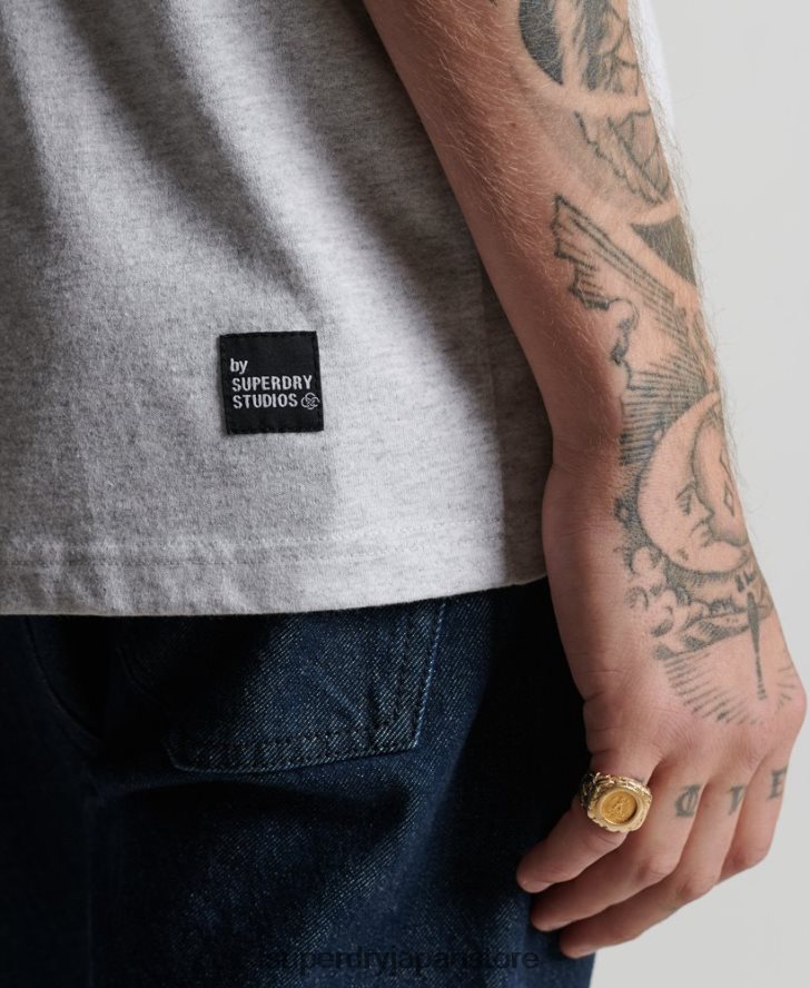 リサイクルマイクロトップTシャツ 男性 Superdry 衣類 ライトグレー 2J62PZ4960