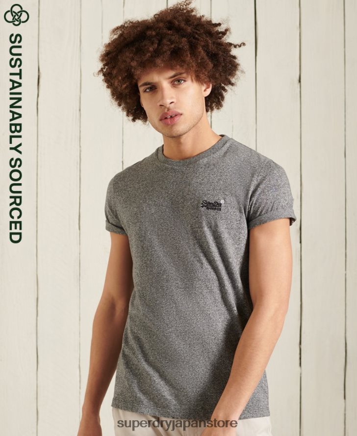オーガニックコットン ヴィンテージ刺繍 Tシャツ 男性 Superdry 衣類 濃い灰色 2J62PZ4962