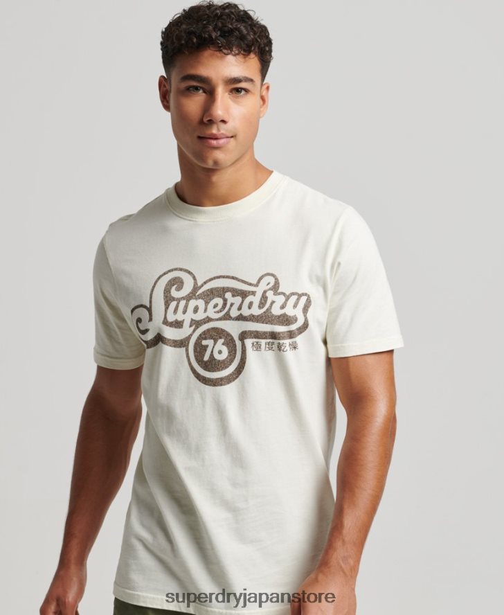 ノスタルジアスクリプトTシャツ 男性 Superdry 衣類 クリーム 2J62PZ4971