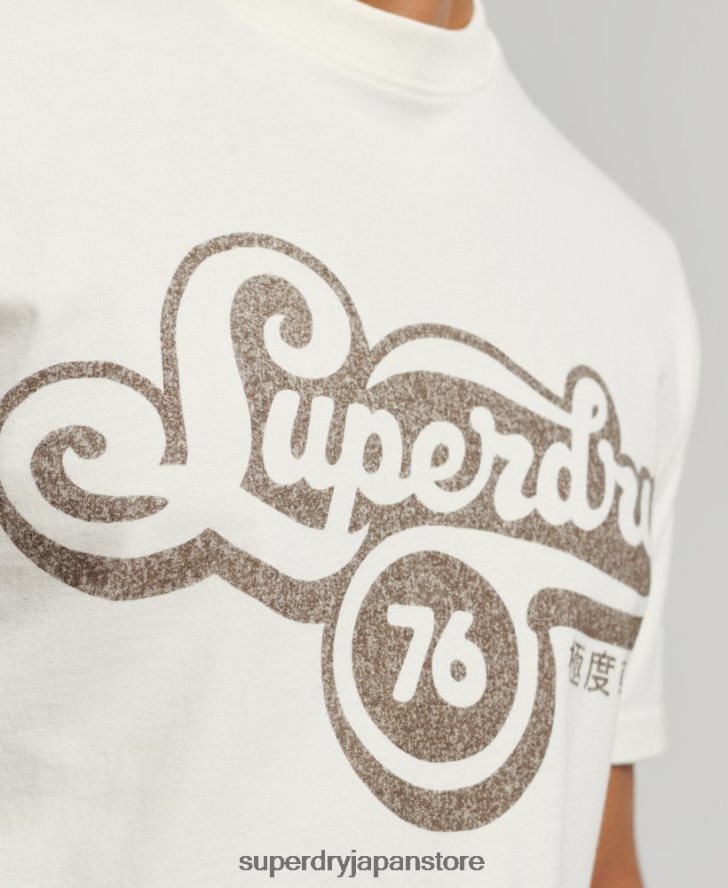 ノスタルジアスクリプトTシャツ 男性 Superdry 衣類 クリーム 2J62PZ4971