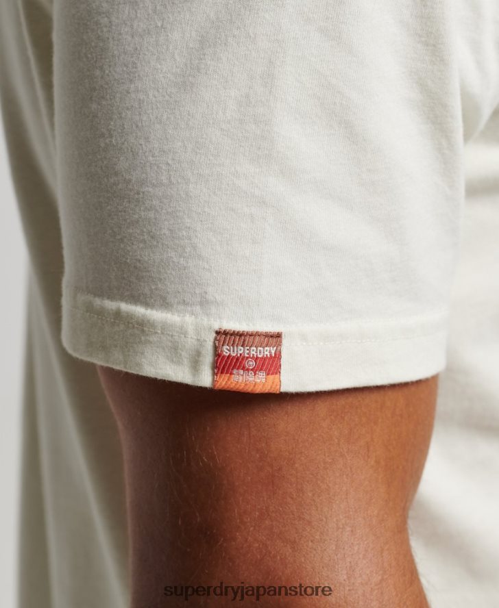 ノスタルジアスクリプトTシャツ 男性 Superdry 衣類 クリーム 2J62PZ4971