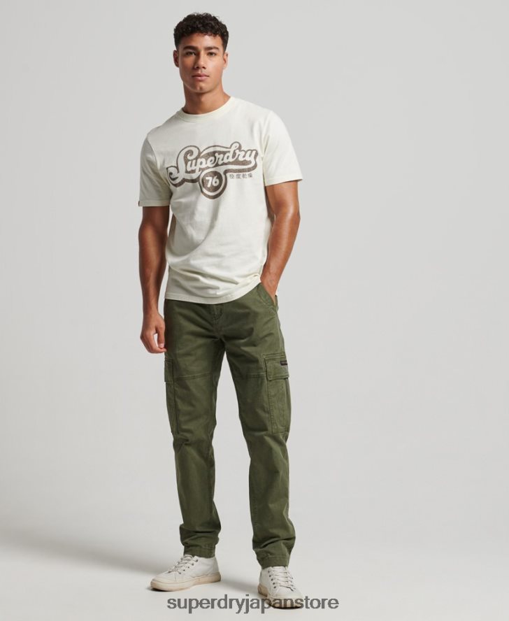 ノスタルジアスクリプトTシャツ 男性 Superdry 衣類 クリーム 2J62PZ4971