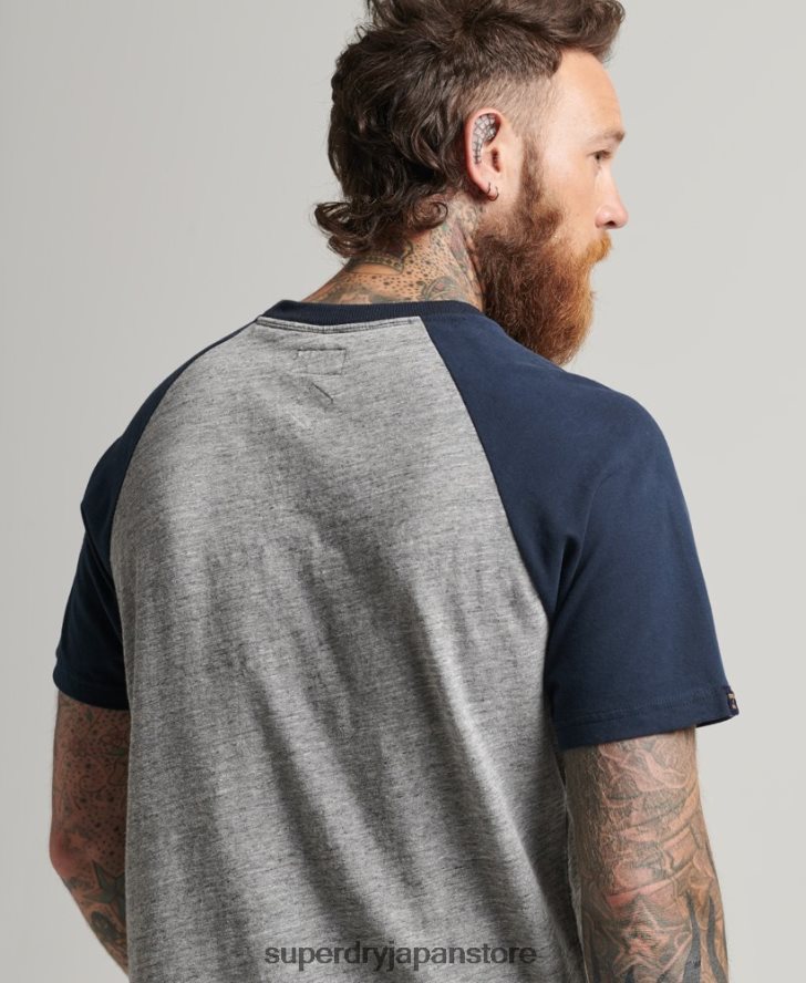 アキレス グラフィック ラグラン T シャツ 男性 Superdry 衣類 グレー 2J62PZ4972