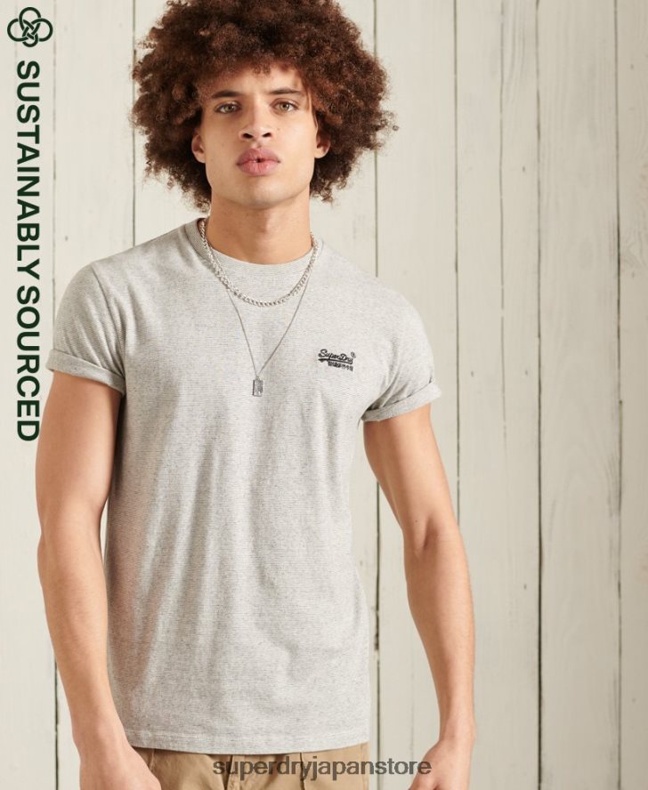 オーガニックコットン ヴィンテージ刺繍 Tシャツ 男性 Superdry 衣類 ライトグレー 2J62PZ4978
