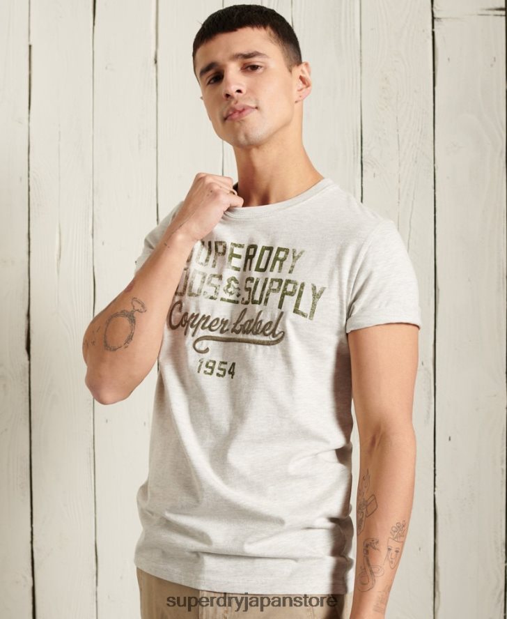 ワークウェア グラフィック ライトウェイト T シャツ 男性 Superdry 衣類 ライトグレー 2J62PZ4982