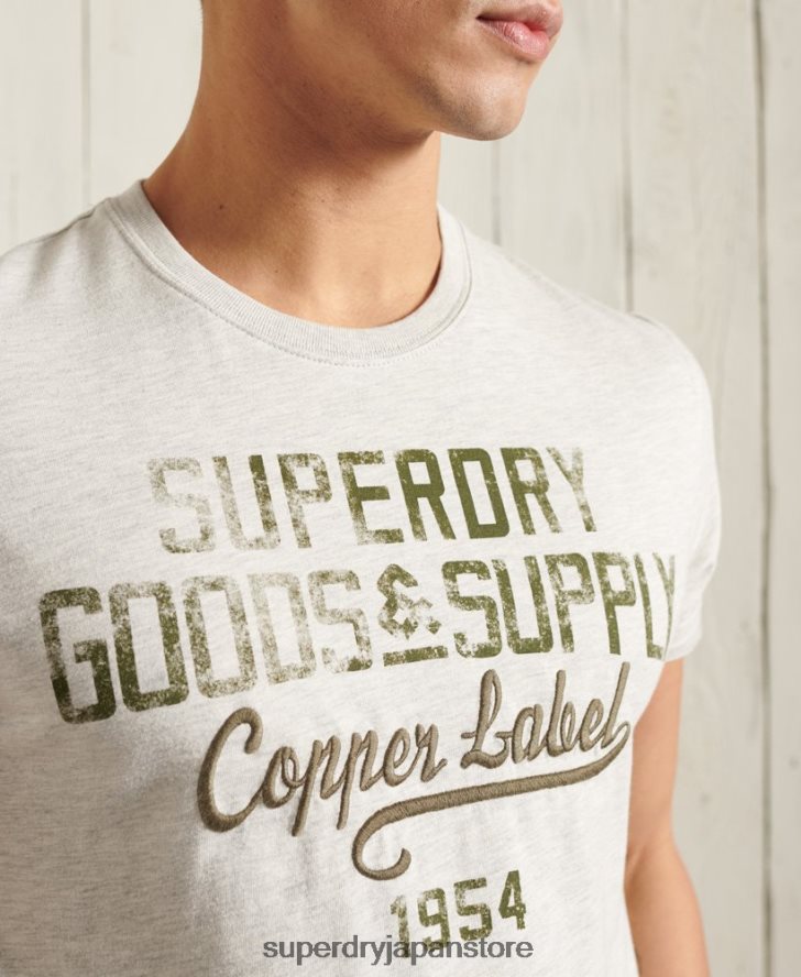 ワークウェア グラフィック ライトウェイト T シャツ 男性 Superdry 衣類 ライトグレー 2J62PZ4982
