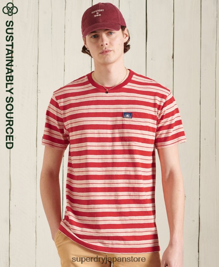 オーガニックコットン カリサーフ リラックスフィット Tシャツ 男性 Superdry 衣類 赤 2J62PZ4983