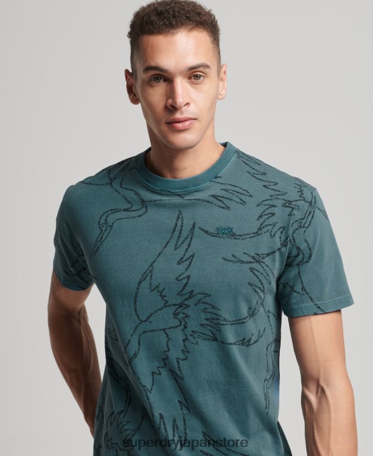 オーバーダイプリント Tシャツ 男性 Superdry 衣類 青 2J62PZ50