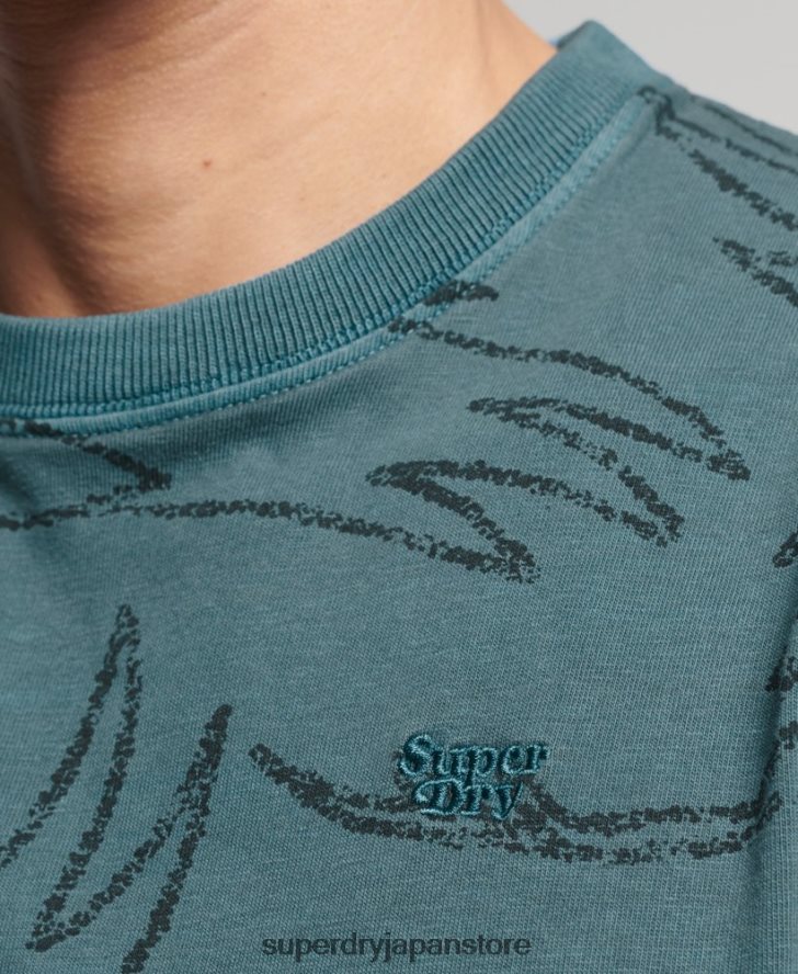 オーバーダイプリント Tシャツ 男性 Superdry 衣類 青 2J62PZ50
