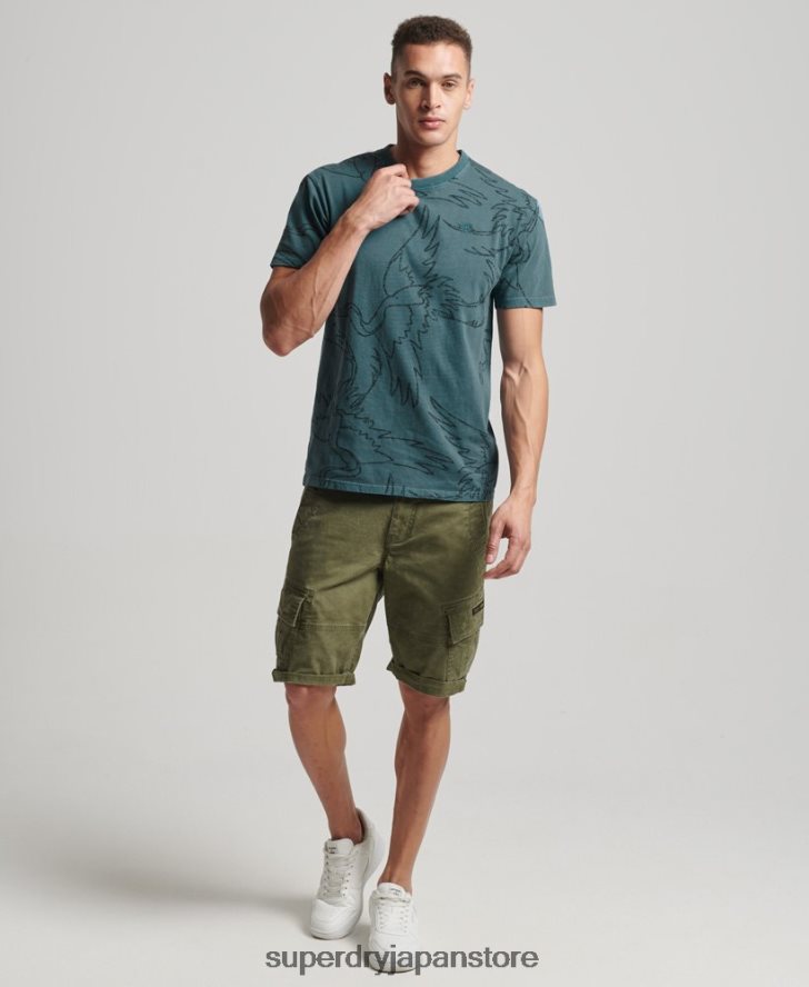 オーバーダイプリント Tシャツ 男性 Superdry 衣類 青 2J62PZ50