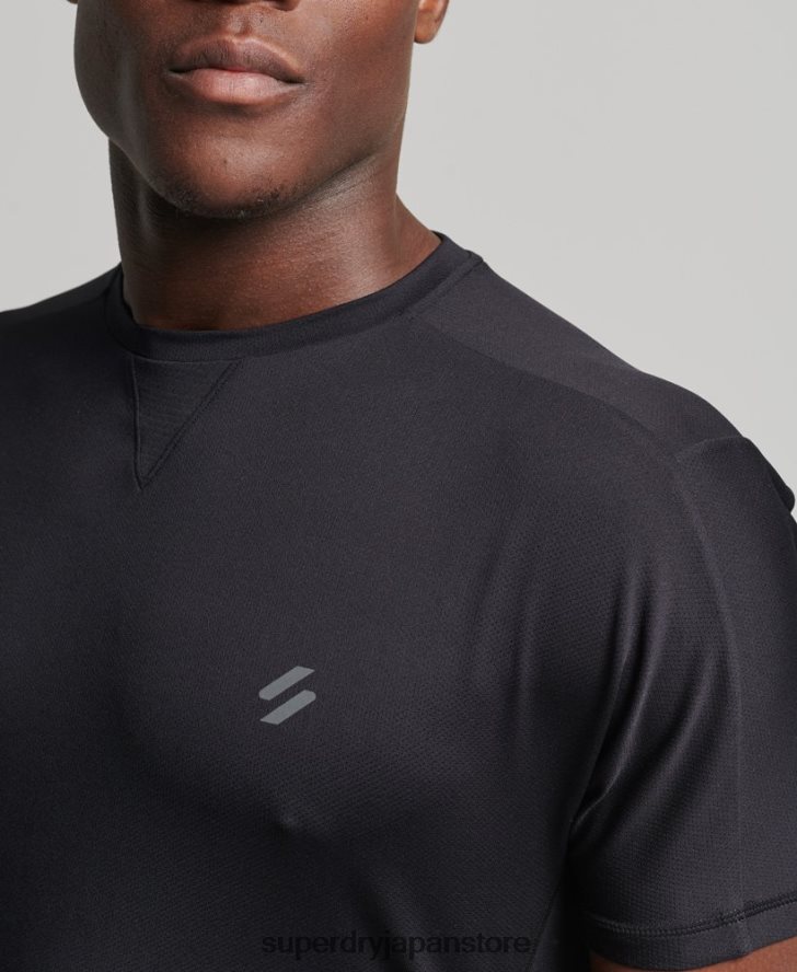 ランニング半袖Tシャツ 男性 Superdry 衣類 黒 2J62PZ5403