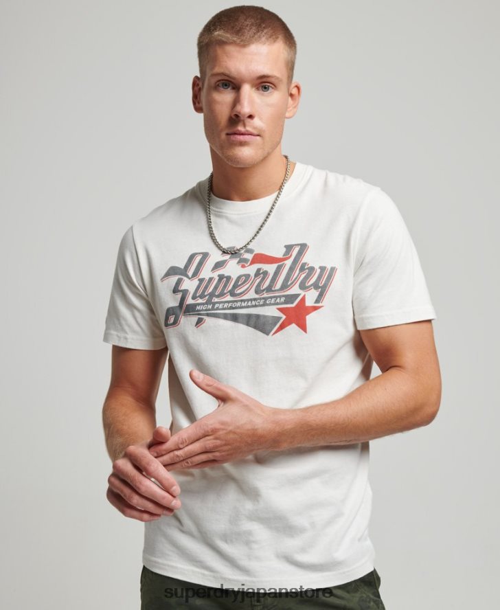 ヴィンテージ産業用自動車 T シャツ 男性 Superdry 衣類 クリーム 2J62PZ6