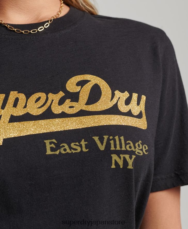 装飾グラフィックロゴ Tシャツ 女性 Superdry 衣類 黒 2J62PZ6185
