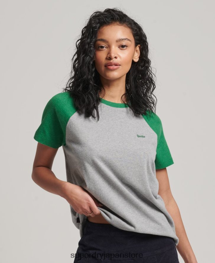 オーガニックコットン ヴィンテージ ベースボール T シャツ 女性 Superdry 衣類 緑 2J62PZ6186